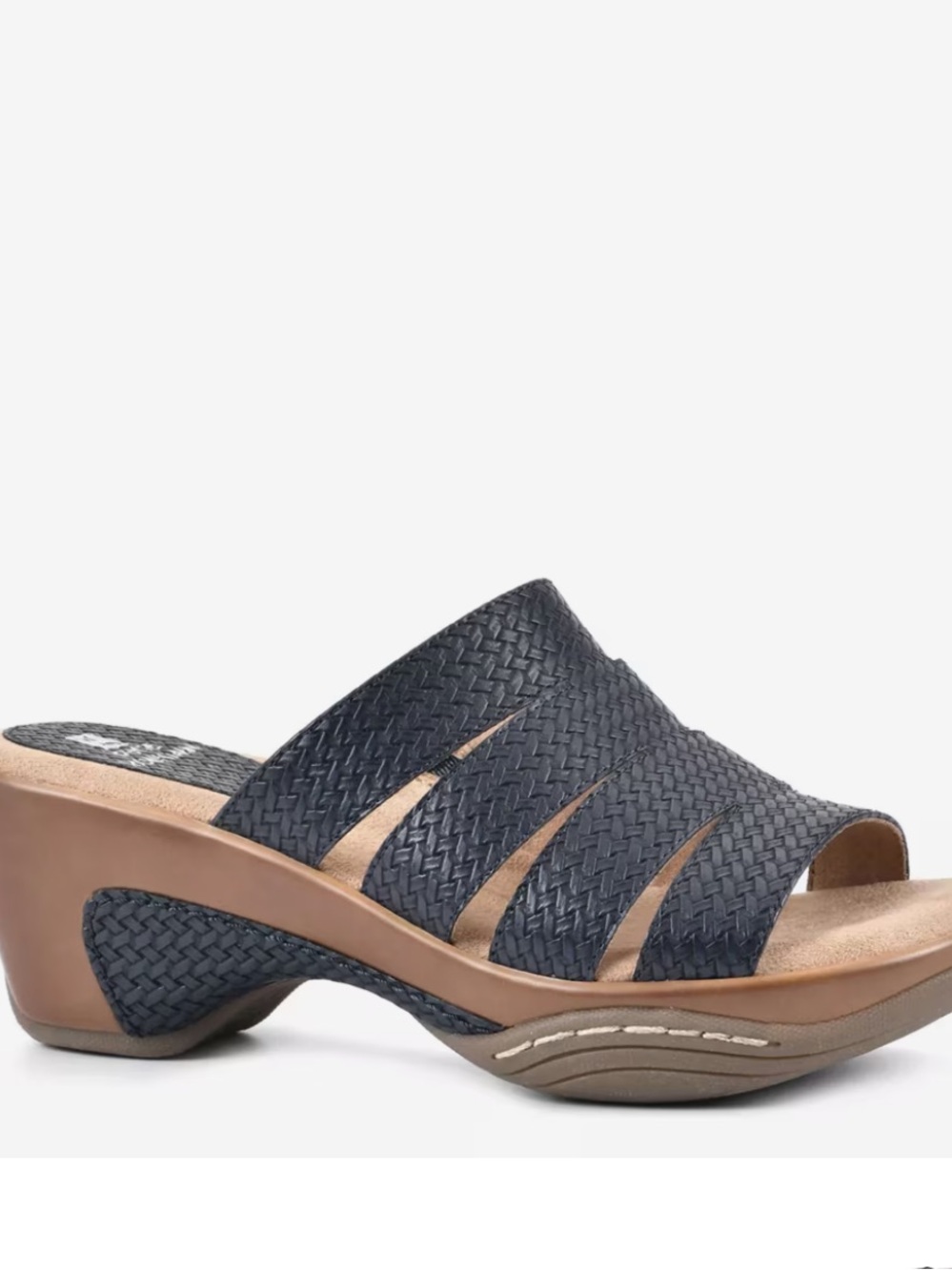White Mountain Women's Velora navy woven Clog Slide Sandals Size 8